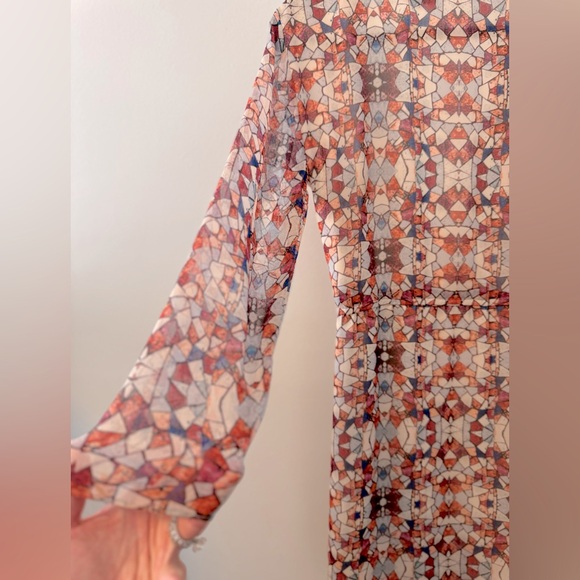 Waverly Grey Stained Glass Mini Wrap Dress - Size 2 - Picture 9 of 13